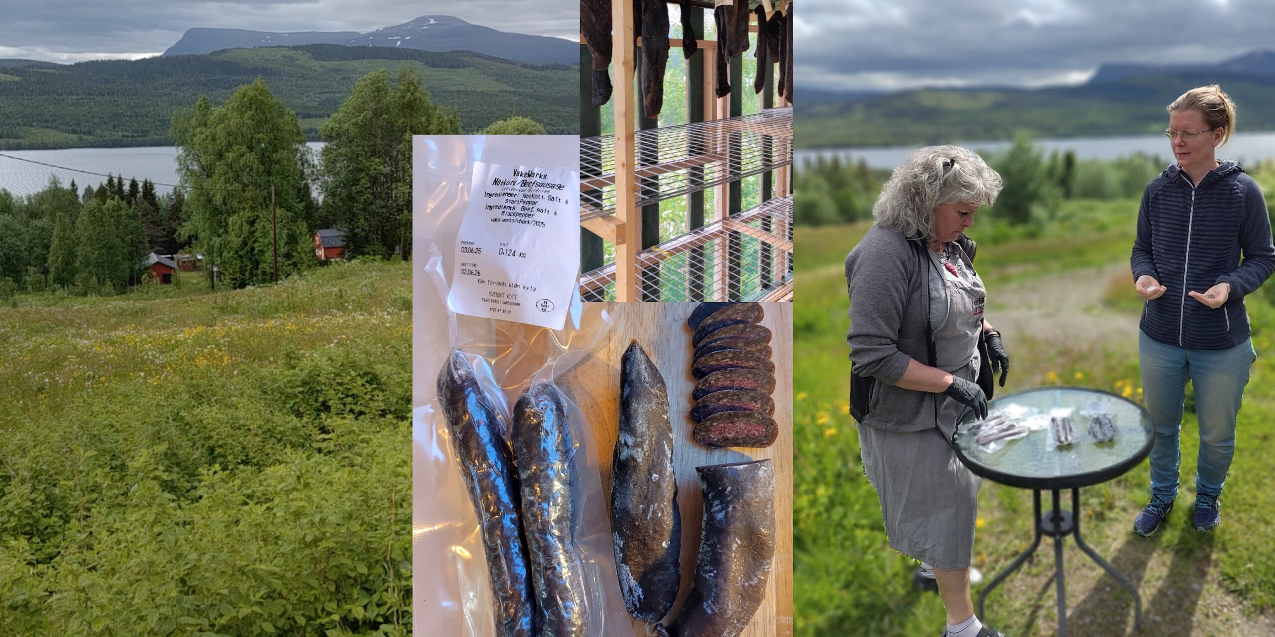 Slow Charcuterie collage — beef, pork and wild meats salted, smoked and air-dried in Jamtland mountain air